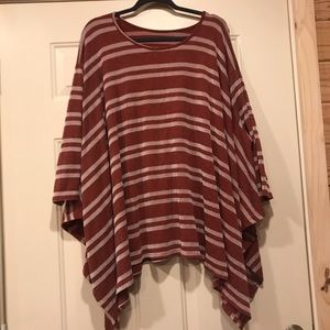Striped Long Sleeved Flowy Poncho Tunic